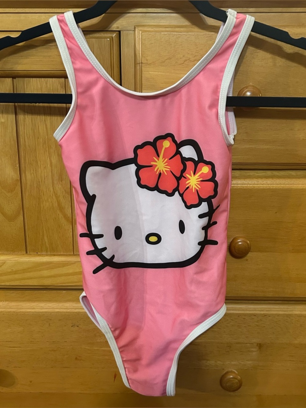 Hello Kitty Girl's Pink One-Piece Swimsuit w/Hello Kitty Face Size 6/6X EUC